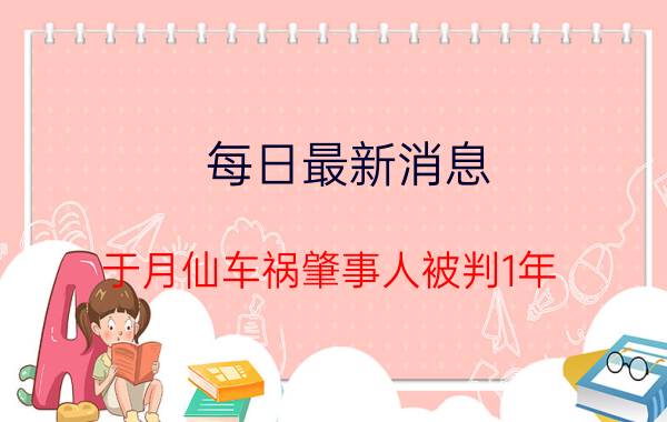 每日最新消息 于月仙车祸肇事人被判1年